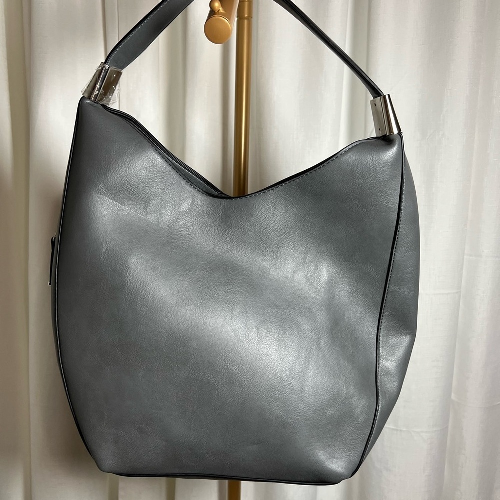 Alfani Chic Gray Hobo Bag with Leather Finish - Picture 2 of 9